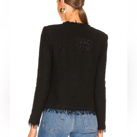 IRO Shavani Boucle Knit Fringe Pink Jacket - Picture 4 of 12